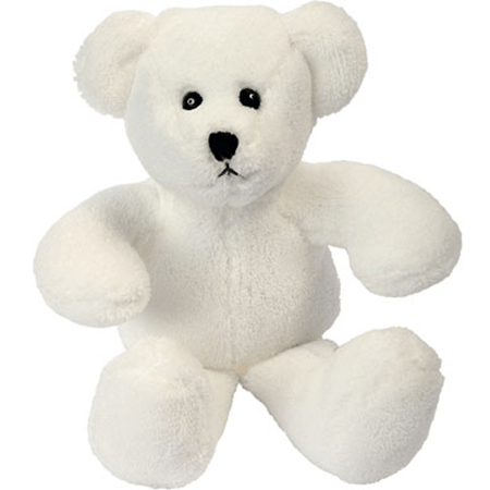 Peluche ours blanc assis 13 cm publicitaire personnalisé