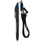 Bic® 4 colours bille with lanyard Noirnoir