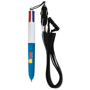 Bic® 4 colours mini + lanyard Au choixblanc/bleu