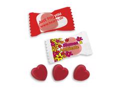 Bonbon coeur publicitaire flowpack personnalisé