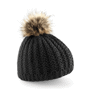 Bonnet avec pompon en fausse fourrure - faux fur p Noirnoir