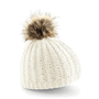 Bonnet avec pompon en fausse fourrure - faux fur p Au choixblanc cassé