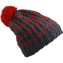 Bonnet personnalisé tricot à pompom Au choixgraphite/rouge