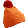 Bonnet personnalisé tricot avec revers et pompom Au choixorange/rouille