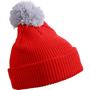 Bonnet personnalisé tricot avec revers et pompom Au choixtomate/argenté