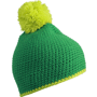 Bonnet publicitaire tricot crocheté à pompom Au choixvert/jaune acide