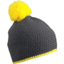 Bonnet publicitaire tricot crocheté à pompom Au choixcarbone/jaune