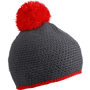 Bonnet publicitaire tricot crocheté à pompom Au choixcarbone/rouge