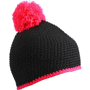 Bonnet publicitaire tricot crocheté à pompom Au choixnoir/rose