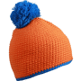 Bonnet publicitaire tricot crocheté à pompom Au choixorange/bleu aqua