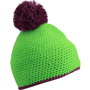 Bonnet publicitaire tricot crocheté à pompom Vertvert citron/pourpre 