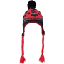 Bonnet tricot avec pompom et nattes Au choixnoir/rouge