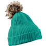 Bonnet tricot avec revers et pompom Au choixvert/naturel