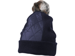 Bonnet tricot avec revers et pompom empiècements a