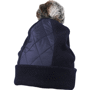 Bonnet tricot avec revers et pompom empiècements a Au choixbleu marine