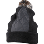 Bonnet tricot avec revers et pompom empiècements a Noirnoir