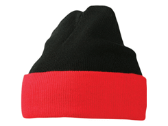 Bonnet tricot bicolor à revers