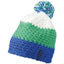 Bonnet tricot crocheté à pompom Bleubleu aqua/vert citro