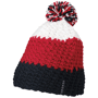 Bonnet tricot crocheté à pompom Au choixbleu marine/rouge/bl