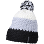 Bonnet tricot crocheté à pompom Noirnoir/argenté/blanc