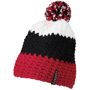 Bonnet tricot crocheté à pompom Au choixrouge/noir/blanc