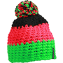 Bonnet tricot crocheté à pompom Au choixvert fluo/rose fluo/