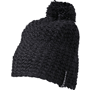 Bonnet tricot personnalisé crocheté à pompom Noirnoir