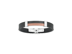 Bracelet homme guy laroche acier cordon caoutchouc