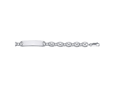 Bracelet plaque identite - grain de cafe - argent