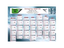 Calendrier bancaire contrecollé Métal