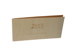 Carte de voeux en bois rabat - 21x10,5