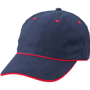 Casquette 6 panneaux liserée Au choixbleu marine/rouge