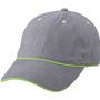 Casquette 6 panneaux liserée Au choixgris foncé/vert
