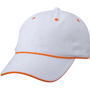 Casquette 6 panneaux liserée Au choixblanc/orange