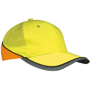 Casquette sécurité 6 panneaux Au choixjaune fluo/orange fl