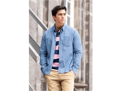 Classic chambray shirt-chemise chambray