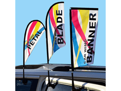Clip-on car wing window flag double sided