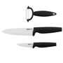 Coffret 3 pcs couteaux lame céramique Kitchen Arti Au choixnoir/blanc