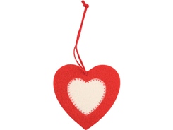 Décoration feutrine coeur rouge et blanc