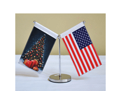Double mini drapeau de table ajustable