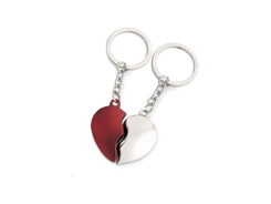Duo porte-cles coeur brise moitie rouge