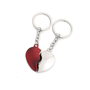 Duo porte-cles coeur brise moitie rouge Au choixargenté/rouge