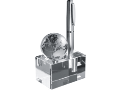 Bloc de verre globe gravé