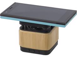 Enceinte et chargeur sans fil en bambou.