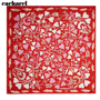 Foulard soie fairy garden red Rougerouge