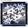 Foulard soie papillons Au choixbleu marine/blanc