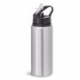 Gourde aluminium avec paille 670 ml GrisArgenté satiné