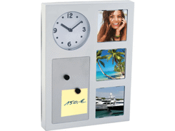 Horloge murale avec petit compartiment pour photos