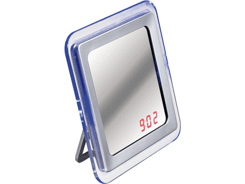 Miroir sur chevalet avec horloge intégrée