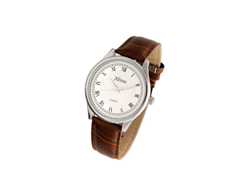 Montre homme cuir brun, cadran argenté xtime